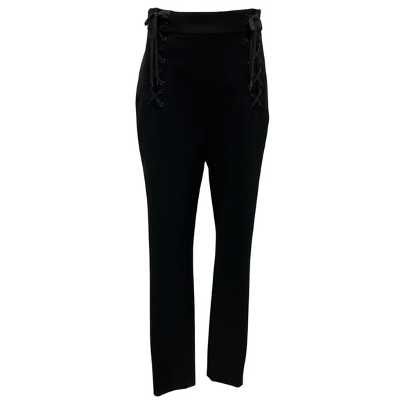 MOSCHINO COUTURE BLACK 2022 LACE UP DETAIL CREPE PANTS - Picture 1 of 7